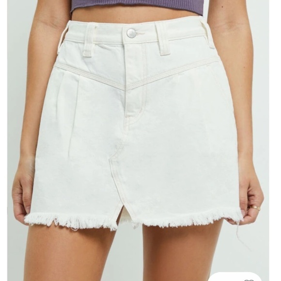 Free People Women's Sidecar Mini Jean Skirt White in Size 25 - Picture 3 of 12